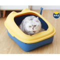 Semi-enclosed cat litter pan toilet with litter shovel